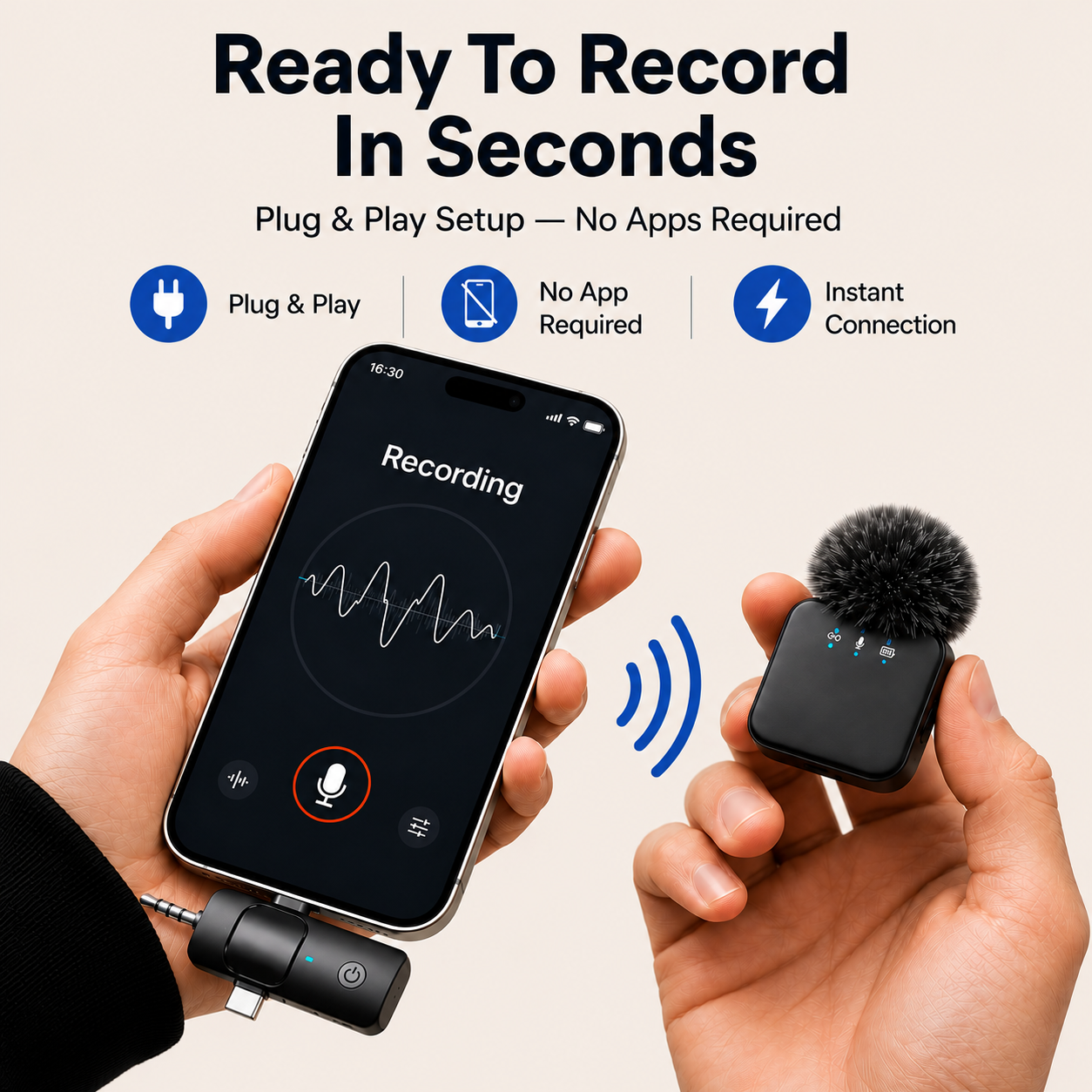 Wireless Noise Reduction Clip-On Microphone