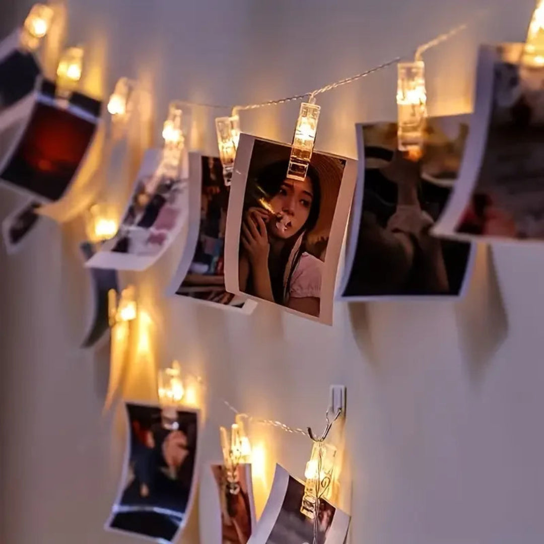 Warm Glow Photo Clip String Lights