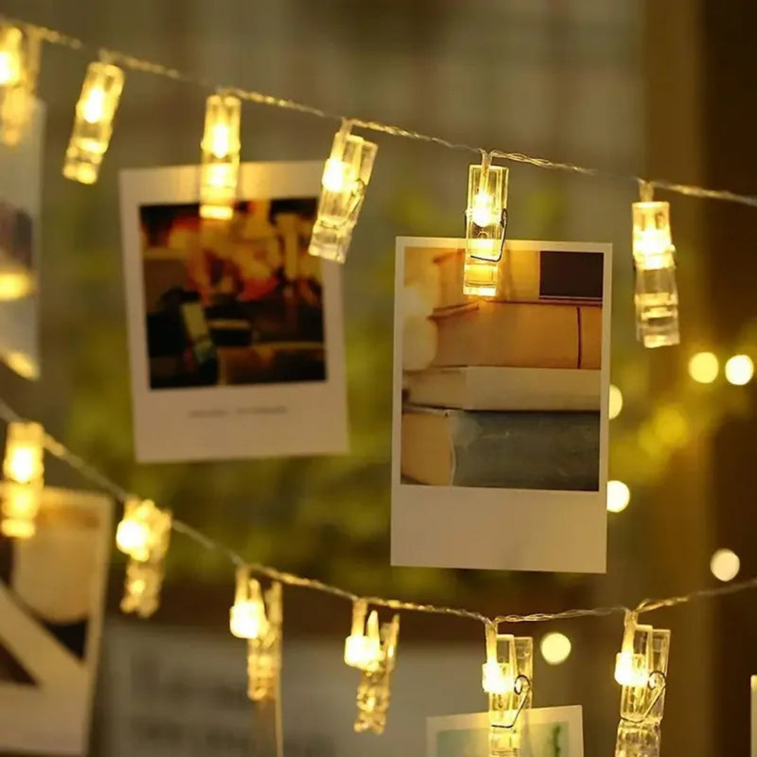 Warm Glow Photo Clip String Lights