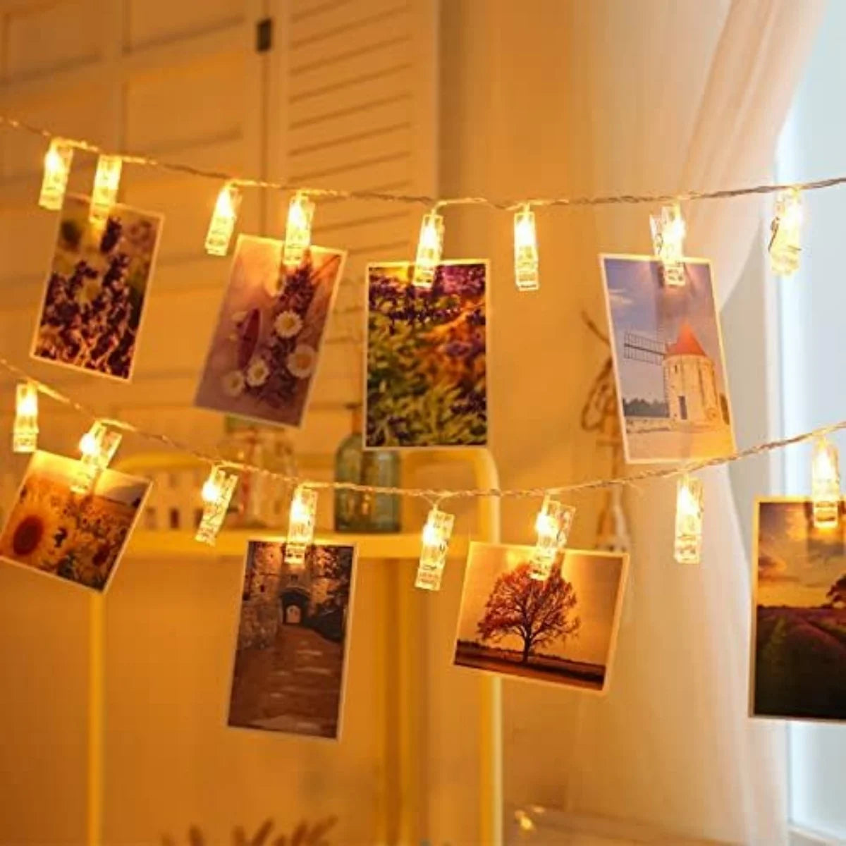 Warm Glow Photo Clip String Lights