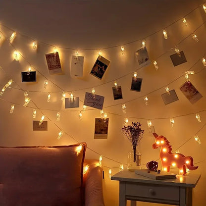 Warm Glow Photo Clip String Lights