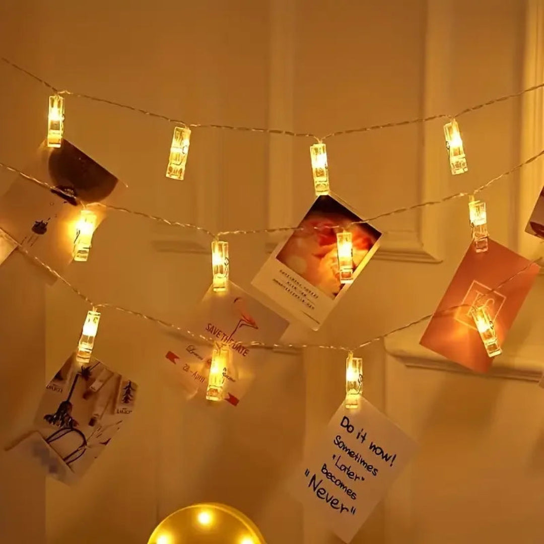 Warm Glow Photo Clip String Lights