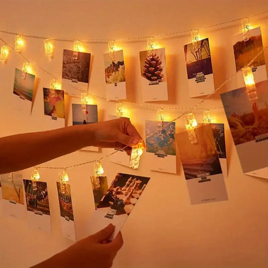 Warm Glow Photo Clip String Lights